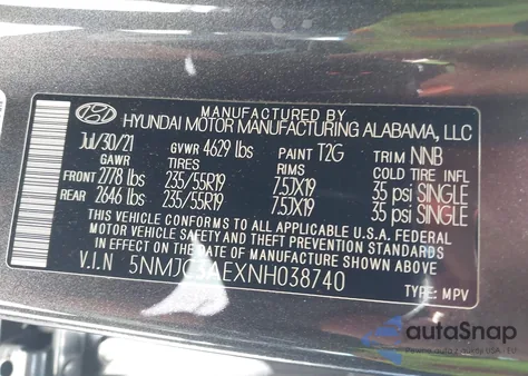 2022 Hyundai Tucson Sel из США, поврежденный, VIN 5NMJC3AEXNH038740